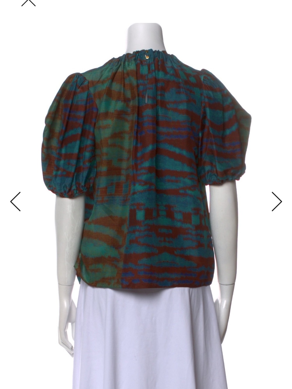 Ulla Johnson Silk Printed Puff-Sleeve Blouse